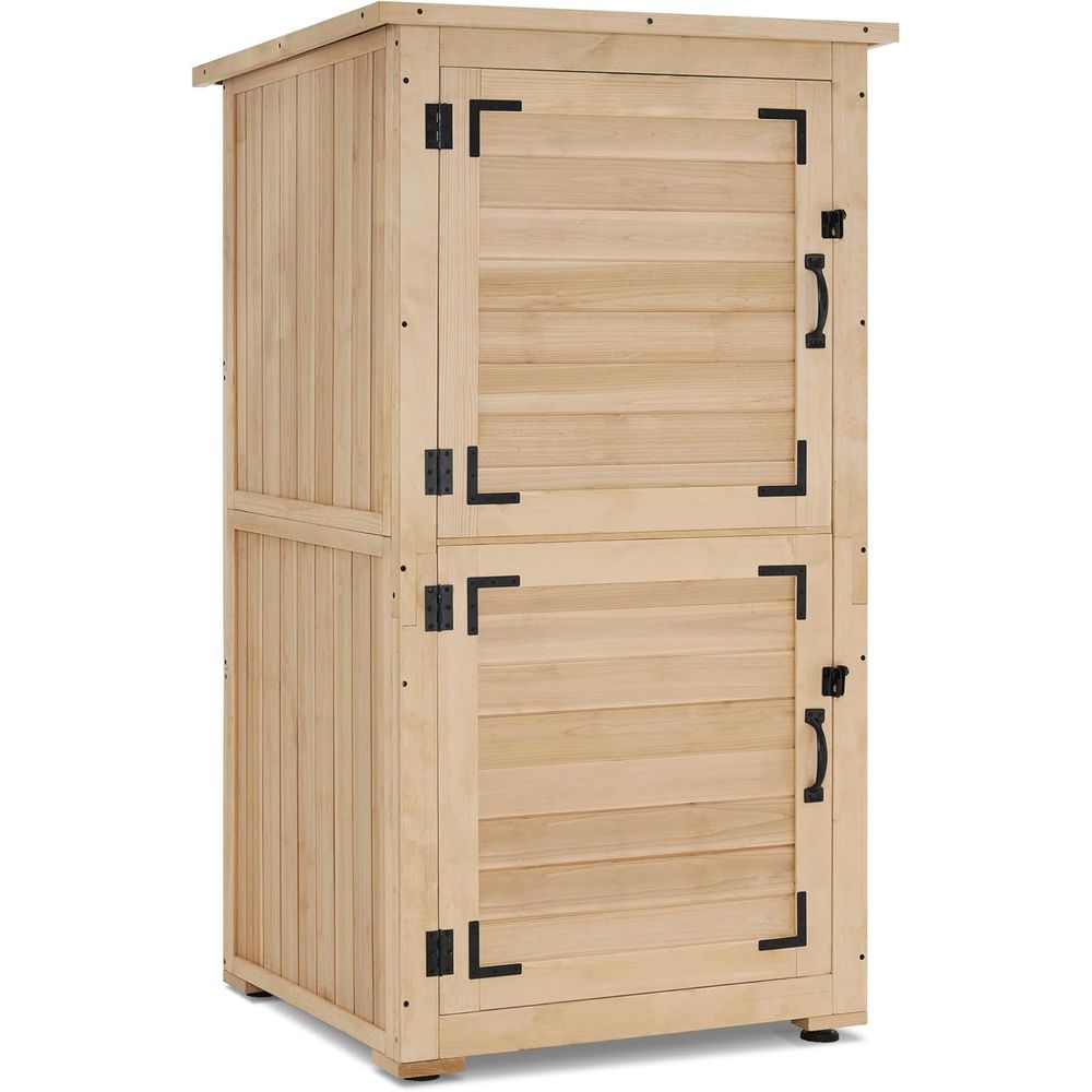 Gardening Tools Set - 30 Natural Wood Outdoor Storage Shed