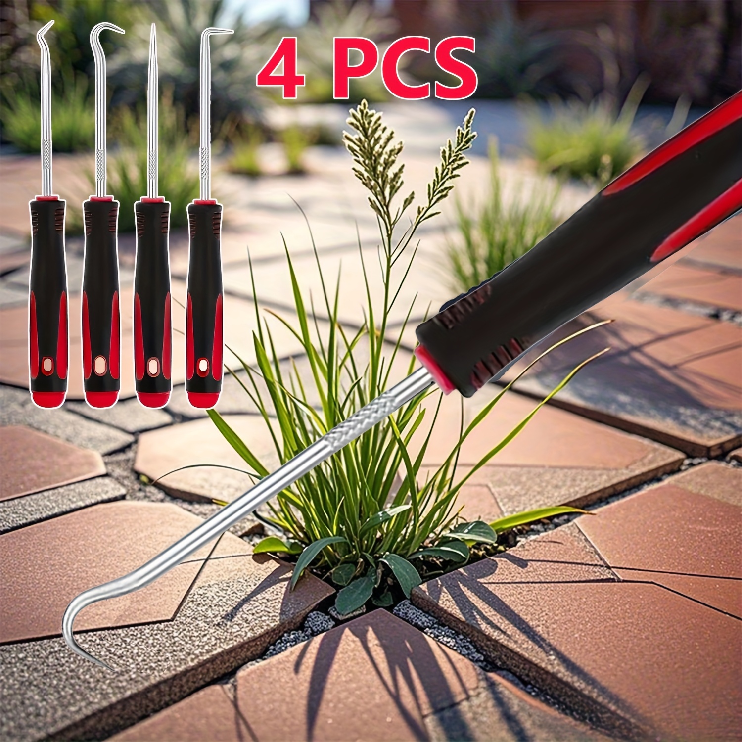 Gardening Tools To Remove Weeds - 4-Piece Weeding Tool Set with Non-Slip