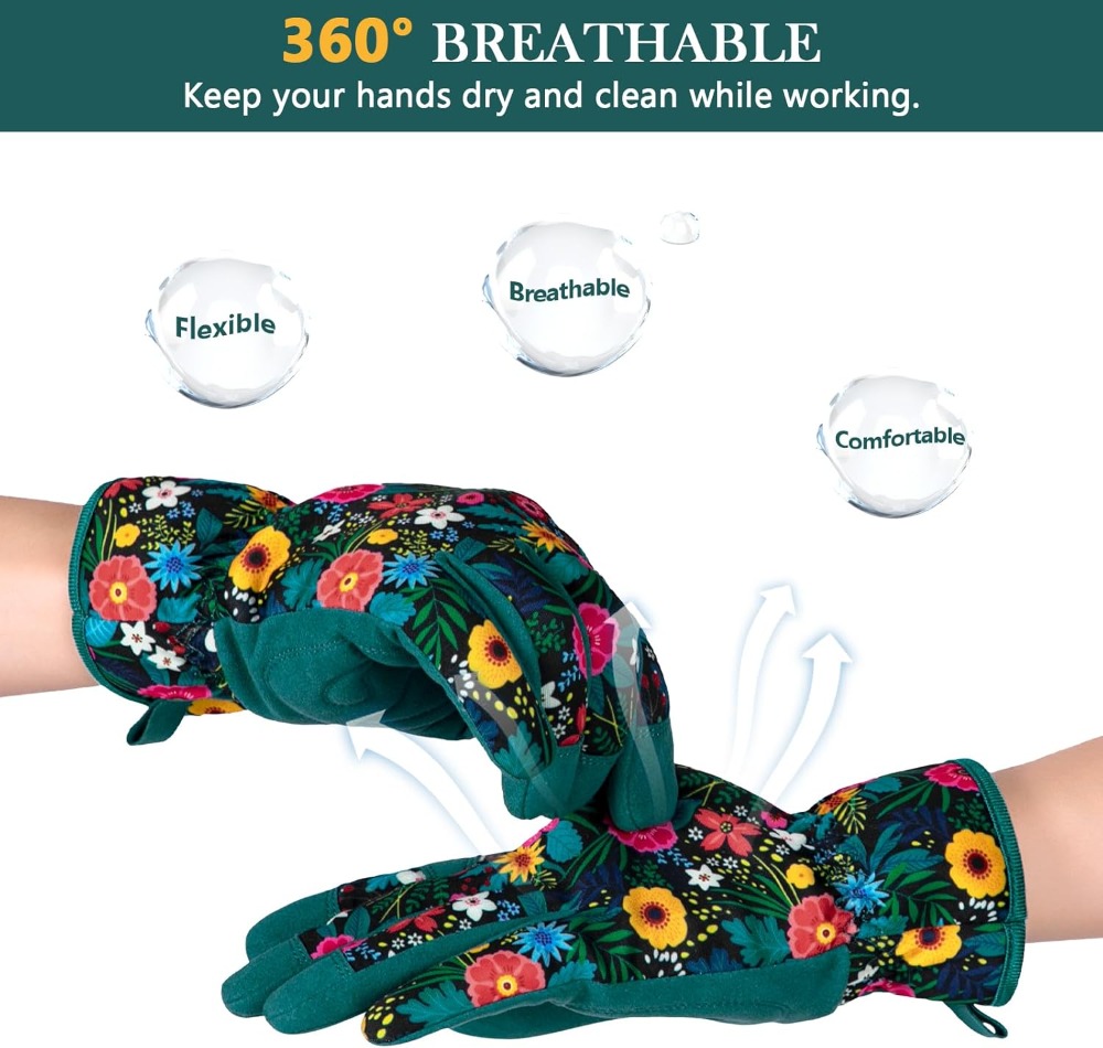 Breathable Leather Gardening G - مراجعة Garden Gloves Thorn Proof وسعره