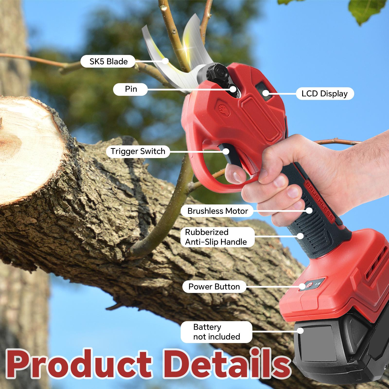 30mm Brushless Electric Prunin - مراجعة Gardening Tools On Sale وسعره