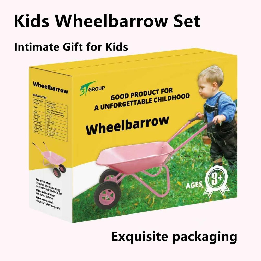 Children's Pink Metal Wheelbar - مراجعة Gardening Tools Pink وسعره