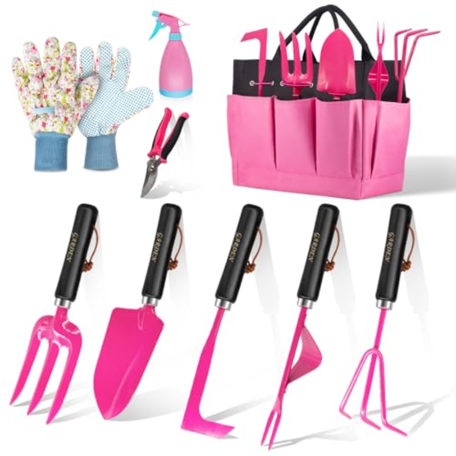 9Piece Heavy Duty Gardening Ha - مراجعة Gardening Tools Pink وسعره