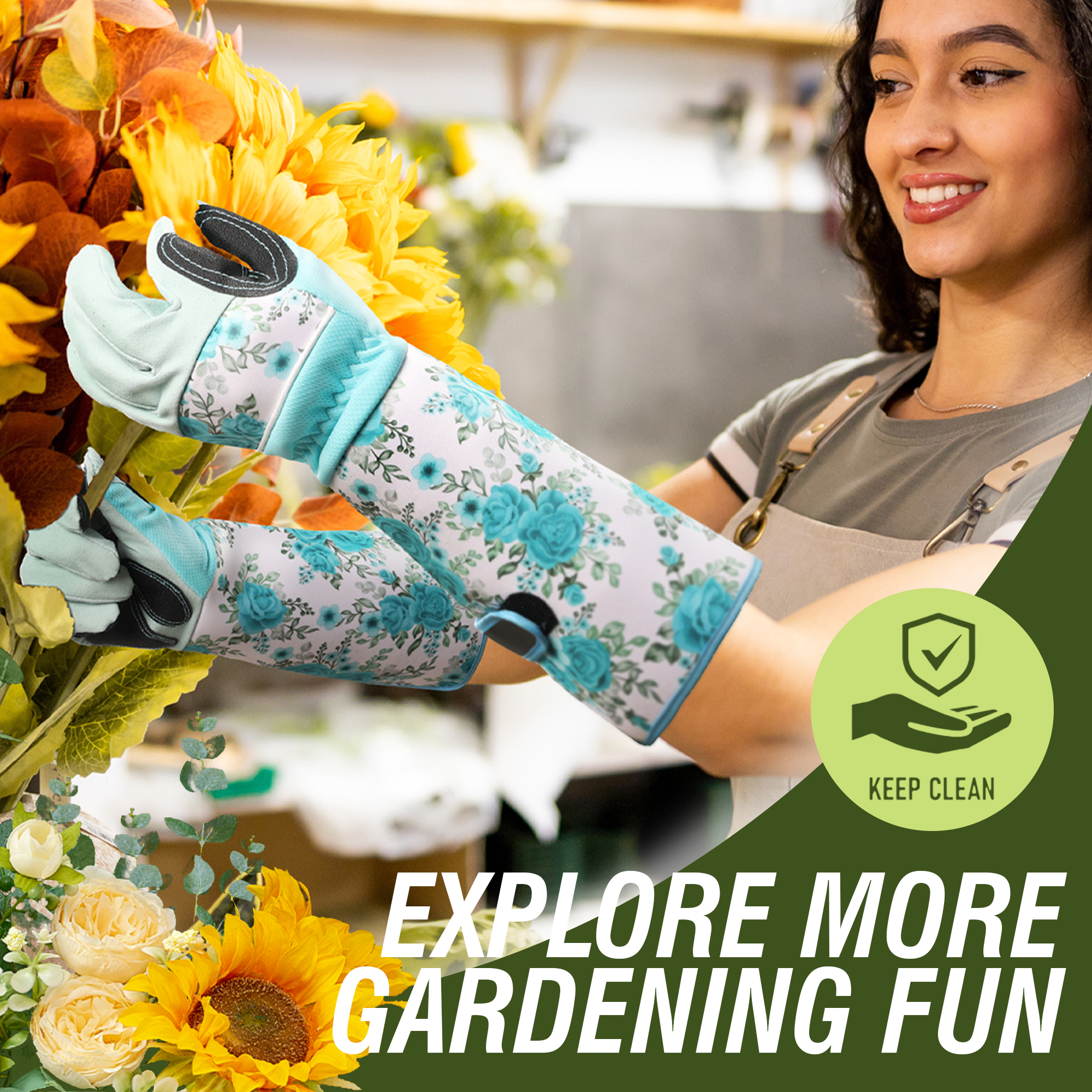 1 Pair Long Gardening Gloves T - مراجعة Garden Gloves Thorn Proof وسعره