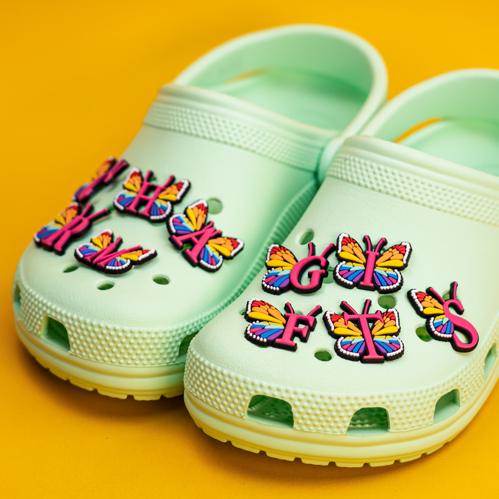 1pcs Colourful butterfly Shoe  - مراجعة Gardening Tools Pink وسعره