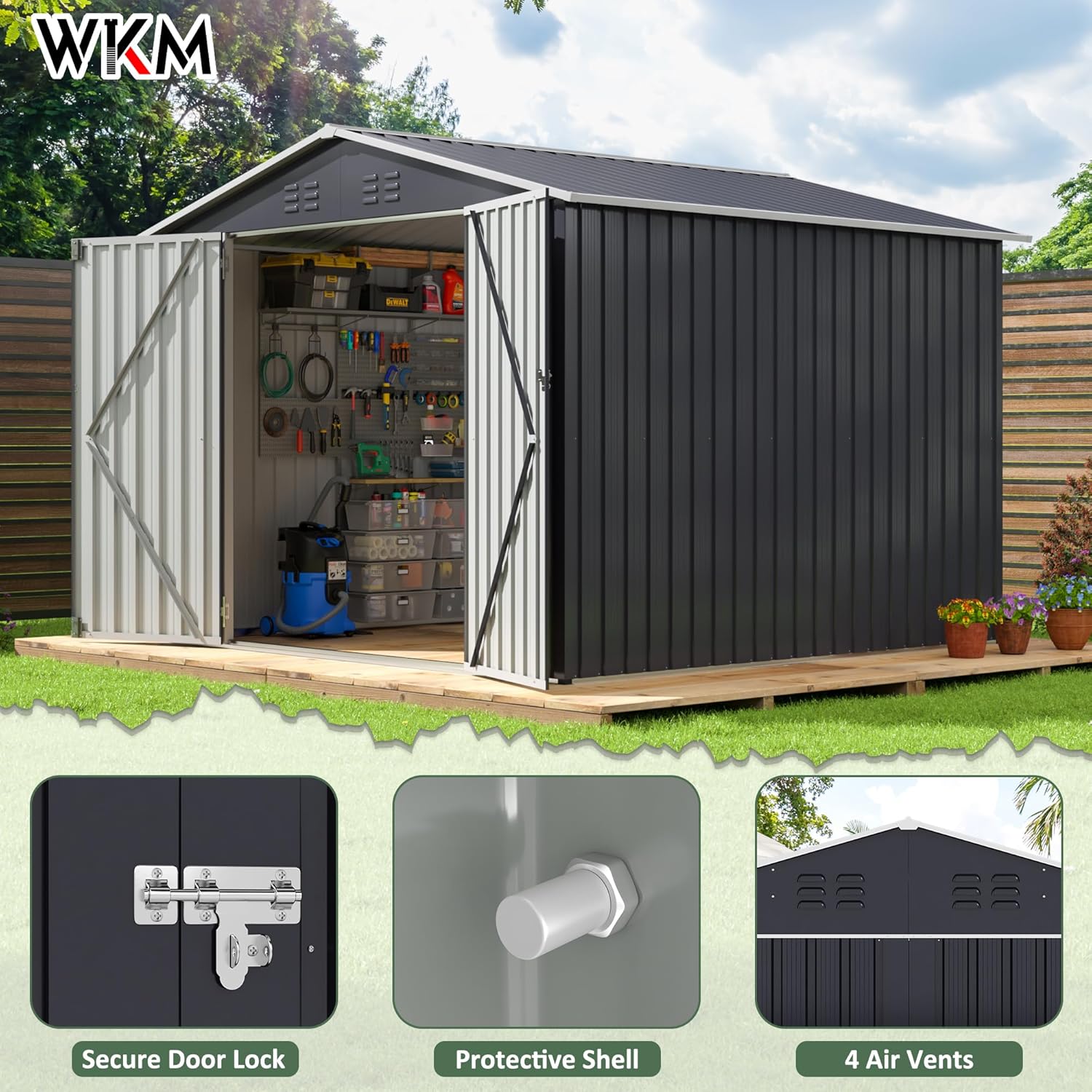 8x8 FT Outdoor Storage Shed, U - مراجعة Gardening Tools Set وسعره