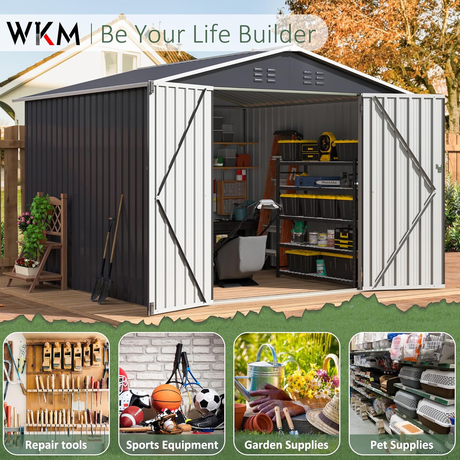 8x8 FT Outdoor Storage Shed, U - مراجعة Gardening Tools Set وسعره