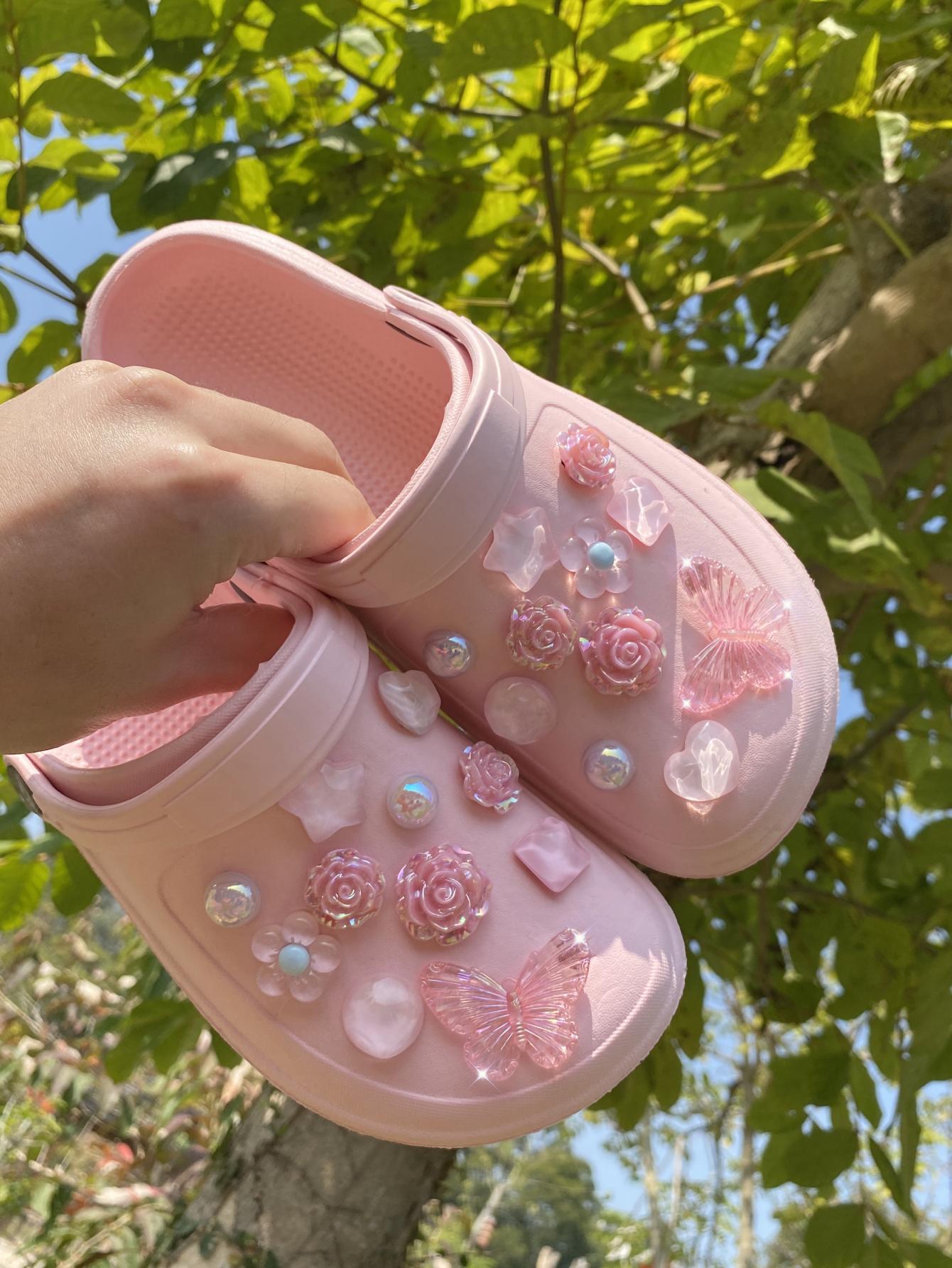 22 pcsbeach shoes Shoe Flower  - مراجعة Gardening Tools Pink وسعره