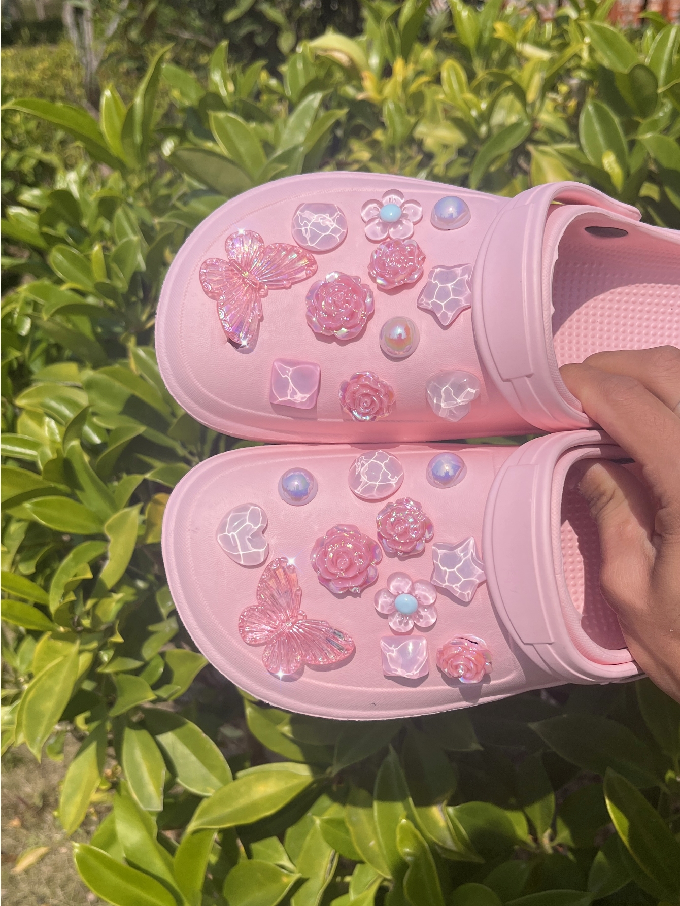 22 pcsbeach shoes Shoe Flower  - مراجعة Gardening Tools Pink وسعره