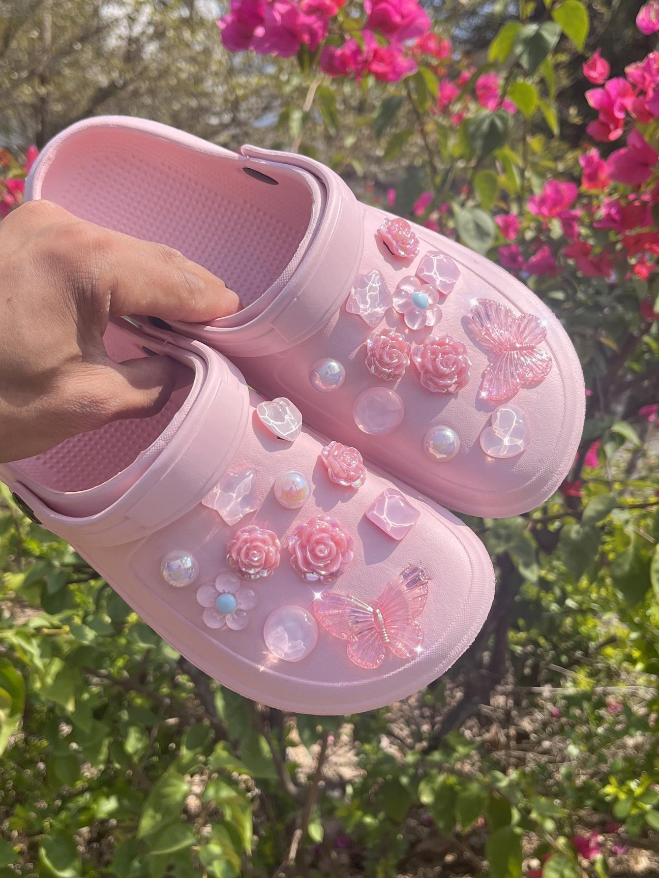 22 pcsbeach shoes Shoe Flower  - مراجعة Gardening Tools Pink وسعره