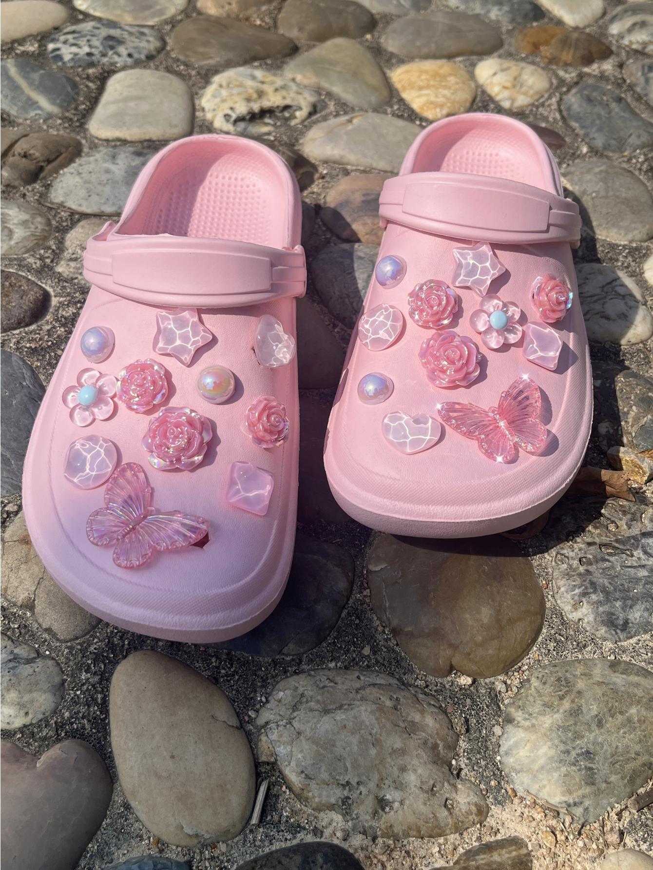 22 pcsbeach shoes Shoe Flower  - مراجعة Gardening Tools Pink وسعره